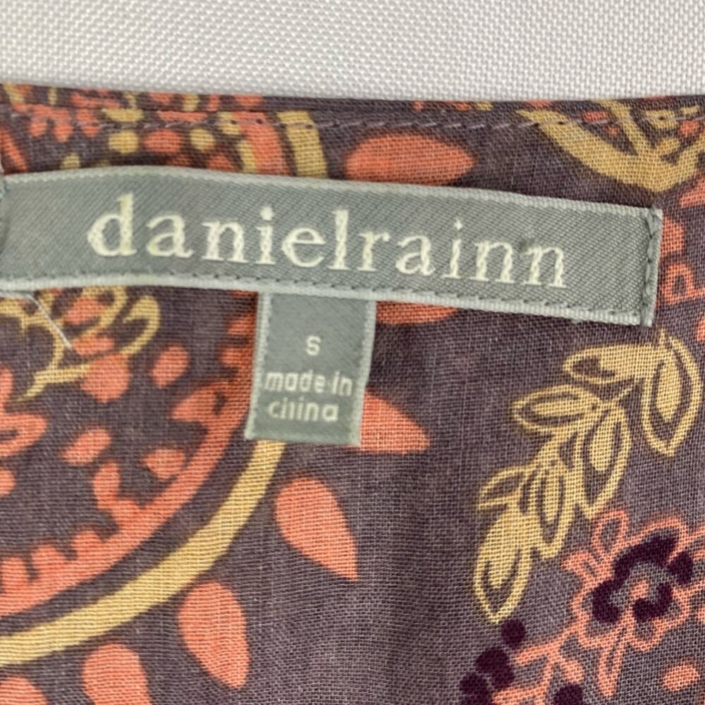 Daniel Rainn Boho Linen Blend Paisley Blouse Top Women S Pink Embroidered Trim - Picture 6 of 8
